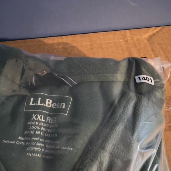 L.L. Bean Micro Fleece 1/4 Zip Top Mens XXL Reg Hunter Green Zipped Chest Pocket - Picture 8 of 8
